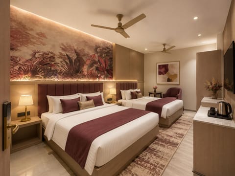 Family Quadruple Room | Desk, laptop workspace, soundproofing, iron/ironing board