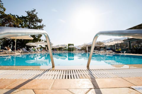 Seasonal outdoor pool, pool umbrellas, sun loungers