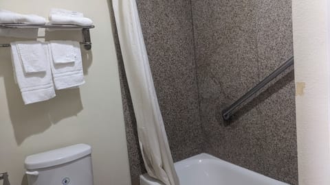 Bathtub, designer toiletries, hair dryer, towels