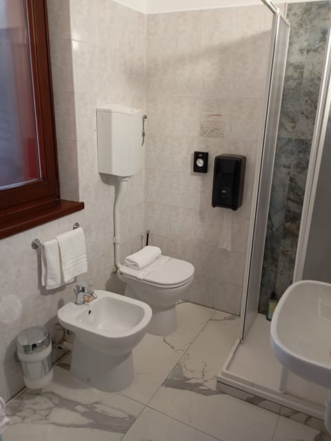 Shower, free toiletries, hair dryer, bidet