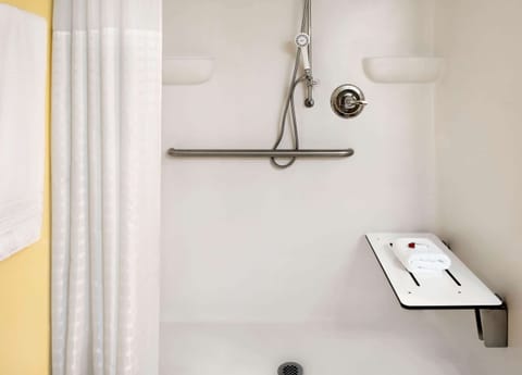 Combined shower/tub, free toiletries, hair dryer, towels