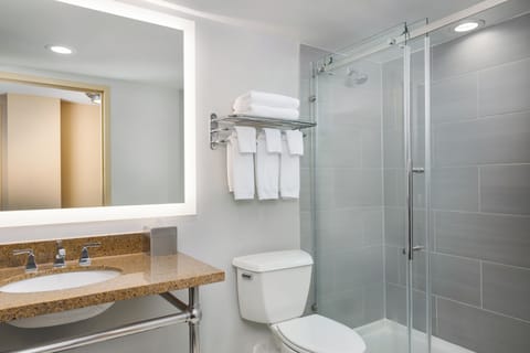 Room, 1 King Bed, Non Smoking | Bathroom | Combined shower/tub, free toiletries, hair dryer, towels