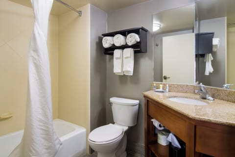 Standard Room, 2 Queen Beds, Non Smoking | Bathroom | Free toiletries, hair dryer, towels, soap
