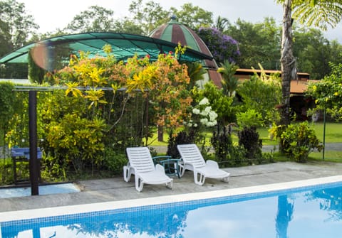 Outdoor pool, a waterfall pool, free cabanas