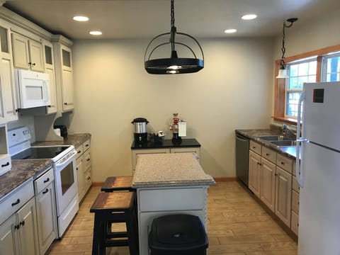 Fridge, microwave, coffee/tea maker