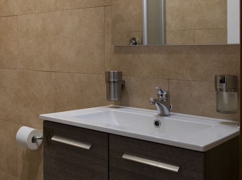 Shower, rainfall showerhead, bathrobes, slippers