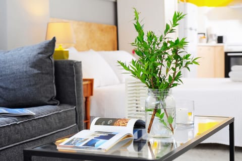 City Apartment (Hello Yellow! #07) | Living area | 24-inch flat-screen TV with digital channels, TV