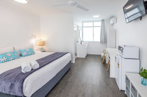 Desk, blackout drapes, iron/ironing board (on request), WiFi (free)