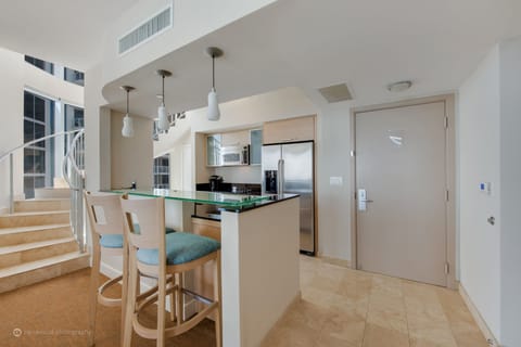 Marenas Oceanfront Two Bedroom Penthouse with Terrace | Private kitchen | Microwave, coffee/tea maker, electric kettle, toaster