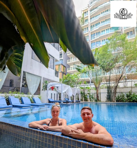 Outdoor pool, sun loungers