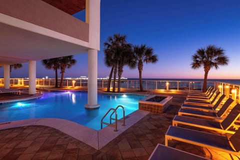 Outdoor pool, sun loungers