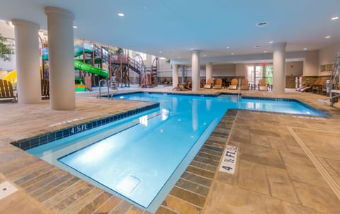 Indoor pool, open 10:00 AM to 10:00 PM, sun loungers