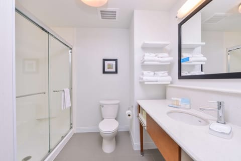 Room, 2 Queen Beds, Non Smoking, Refrigerator & Microwave | Bathroom shower