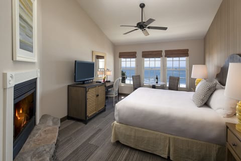 Room, 1 King Bed, Fireplace, Ocean View | In-room safe, desk, laptop workspace, iron/ironing board