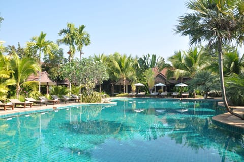 Outdoor pool, open 8:00 AM to 8:00 PM, pool umbrellas, sun loungers