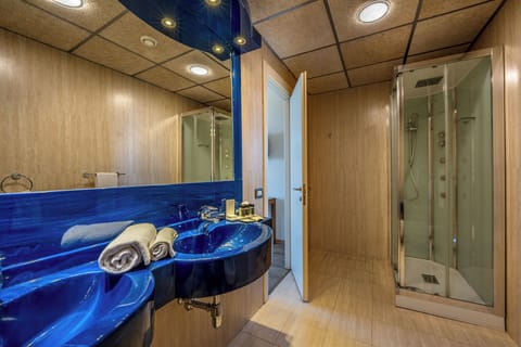 Suite | Bathroom | Shower, hair dryer, bidet, towels