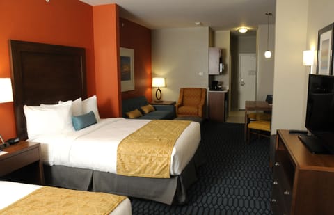 Premium bedding, pillowtop beds, blackout drapes, iron/ironing board