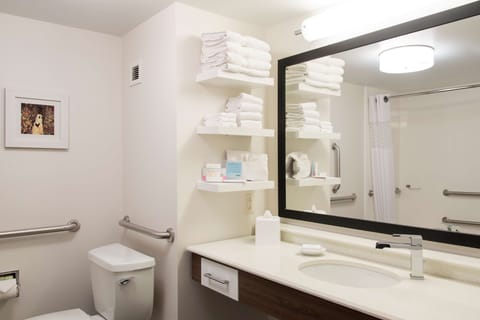 Room, 2 Queen Beds, Accessible, Non Smoking | Bathroom | Combined shower/tub, hair dryer, towels