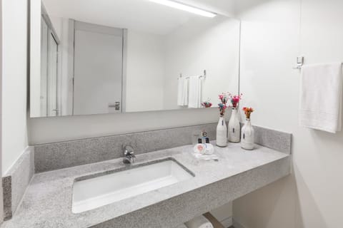 Shower, free toiletries, towels