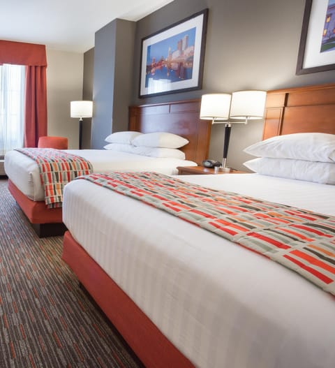 Pillowtop beds, desk, laptop workspace, blackout drapes