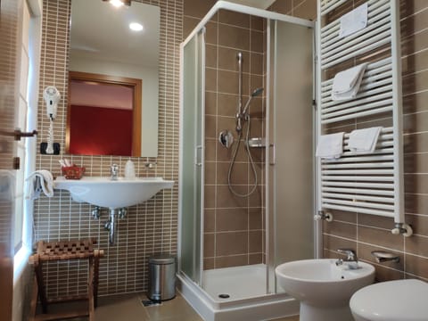 Rainfall showerhead, hair dryer, bidet, towels