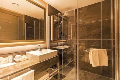 Hair dryer, bathrobes, slippers, towels