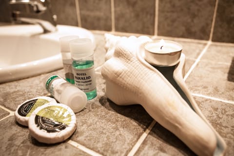 Bathtub, free toiletries, hair dryer, towels