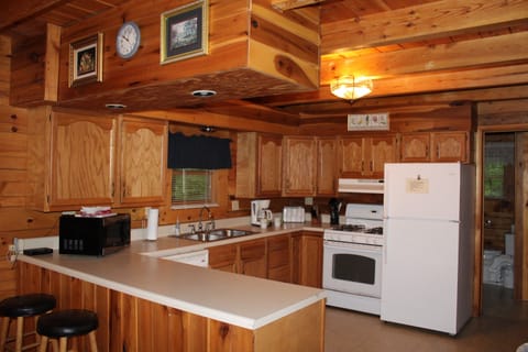 Jackson Cabin, 3 Bedrooms, Hot Tub | Private kitchen | Full-size fridge, microwave, oven, stovetop