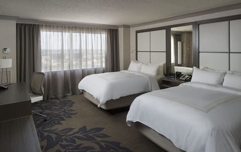 Premium bedding, desk, blackout drapes, iron/ironing board