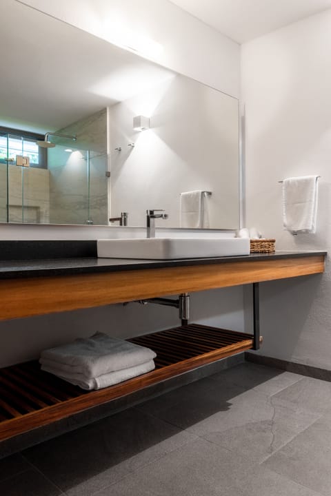 Shower, free toiletries, towels