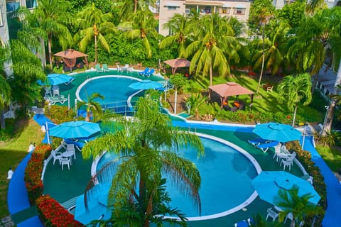 2 outdoor pools, open 7 AM to 9 PM, pool umbrellas, sun loungers