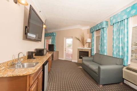 32-inch flat-screen TV with satellite channels, TV