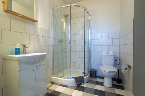 Shower, eco-friendly toiletries, hair dryer, soap