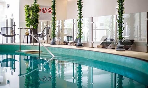 Indoor pool, open 8:00 AM to 9:00 PM, sun loungers