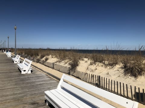 Beach nearby, sun loungers