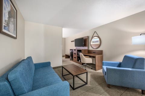 King Suite with Sleeper Sofa (Non Smoking) | Living area | 50-inch Smart TV with cable channels