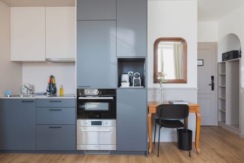 Family Apartment | Private kitchen | Fridge, microwave, oven, stovetop