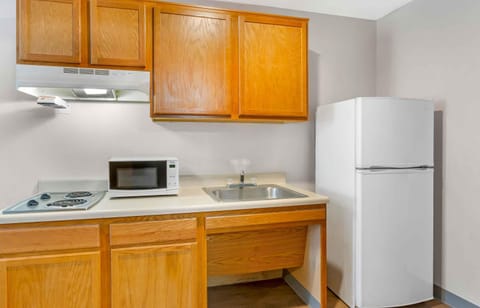 Fridge, microwave, stovetop, freezer