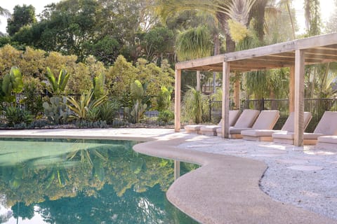 Outdoor pool, open 7:30 AM to 8 PM, sun loungers