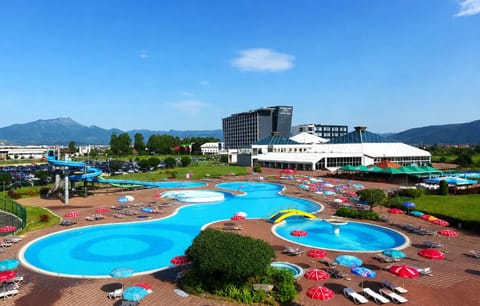 Indoor pool, seasonal outdoor pool, lifeguards on site