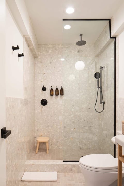 Eco-friendly toiletries, hair dryer, bathrobes, towels