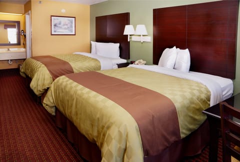 Room, 2 Queen Beds | Bathroom | Shower, rainfall showerhead, hair dryer