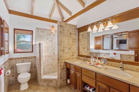 Shower, free toiletries, hair dryer, bathrobes