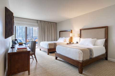 Deluxe Room, 2 Queen Beds, Terrace, City View | Egyptian cotton sheets, premium bedding, in-room safe, desk