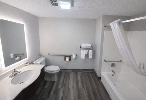 Room, 1 Queen Bed, Accessible, Non Smoking (Mobility Accessible) | Bathroom | Combined shower/tub, hair dryer, towels