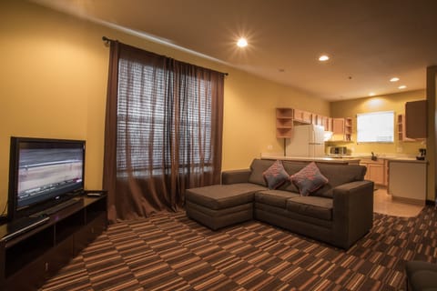 Suite, 1 King Bed with Sofa bed | Living area | 36-inch TV with cable channels, DVD player