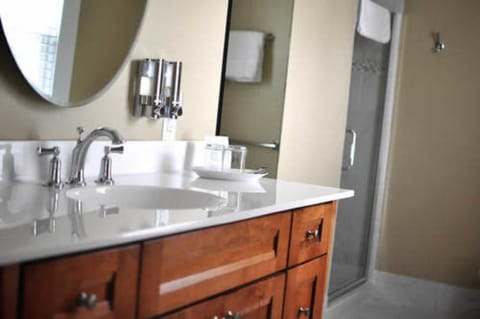 Shower, free toiletries, hair dryer, bathrobes