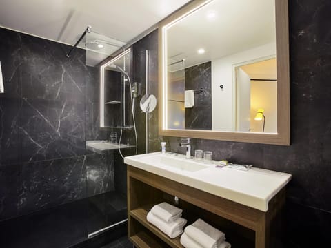 Eco-friendly toiletries, hair dryer, towels