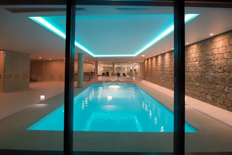 Indoor pool, outdoor pool, sun loungers