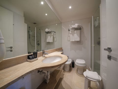 Free toiletries, hair dryer, bidet, towels